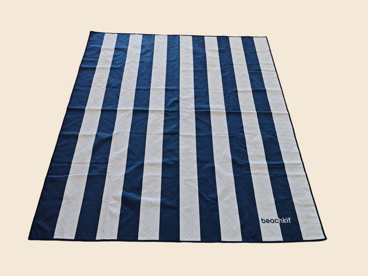 Beachkit Sand - Free Beach Mat – Navy & White Stripe - Beachkit