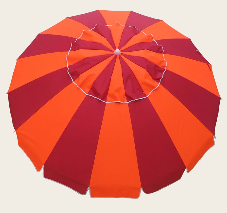 Carnivale 240cm Beach Umbrella - Orange & Red panels