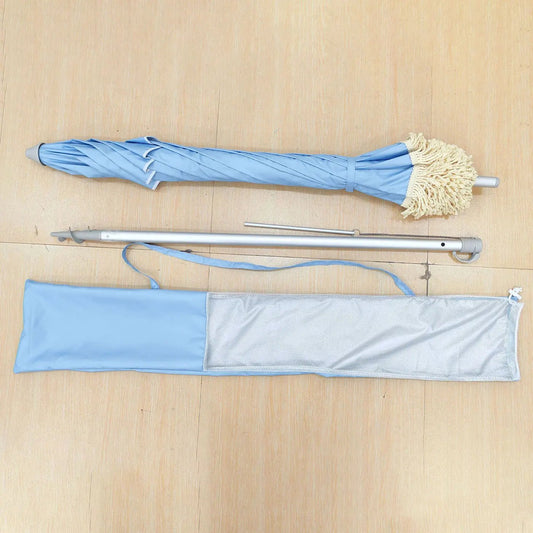 Hollie & Harrie Retro PALE BLUE Classic Fringe Beach Umbrella - Beachkit