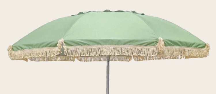 LovinSummer Retro Classic Fringe Beach Umbrella - Sage