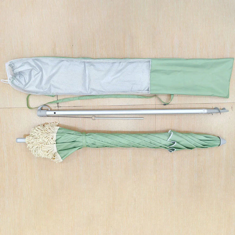 Hollie & Harrie Retro SAGE Classic Fringe Beach Umbrella - Beachkit