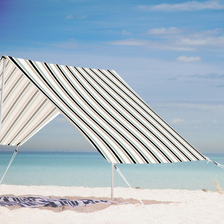 Hollie & Harrie Sombrilla Cape Cod beach shade tent with striped cotton canopy and UPF 40 sun protection
