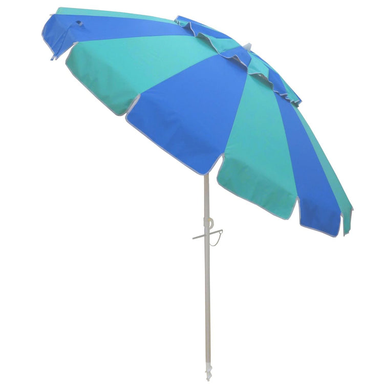 Carnivale 240cm Beach Umbrella - Blue & TurquoiseThe Beachkit Carnivale is a fun coloured large sized beach umbrella. Its 240cm canopy will cover 4 people comfortably. It has a tilt feature and a unique Quik Twist Beachkit