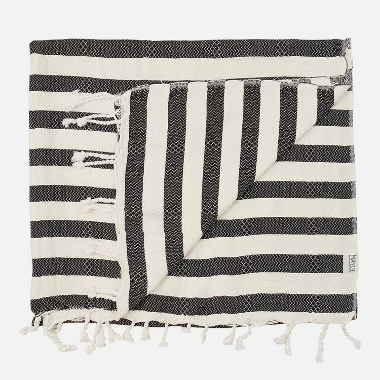 Beachkit - MAYDE - Reef Turkish Towel - Black & White Stripe