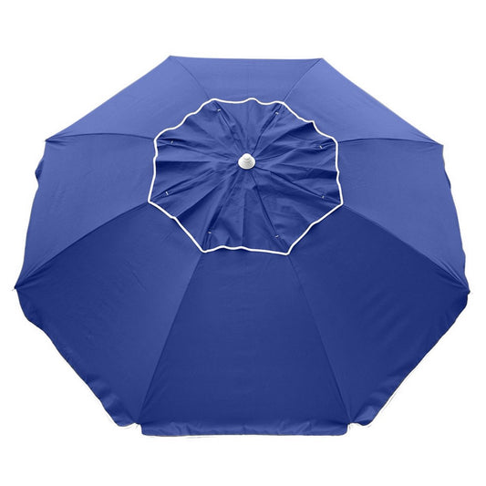 Beachcomber 210cm navy blue solid color beach umbrella with twist anchoring system