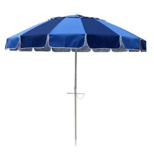 Carnivale 240cm Beach Umbrella with navy and royal blue panels and tilt feature