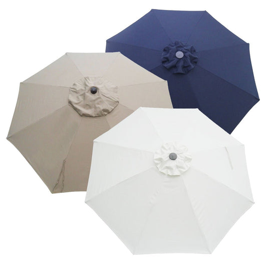 335cm market umbrella replacement canopies in navy blue, sandstone, and vanilla white for garden and deck umbrellas with 8-rib frames