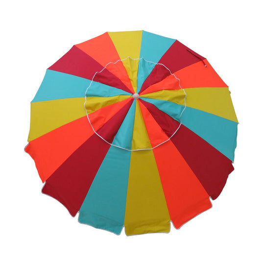 Citron Beach Umbrella 240cm colorful Masquerade style with tilt and self-anchoring auger for sun protection