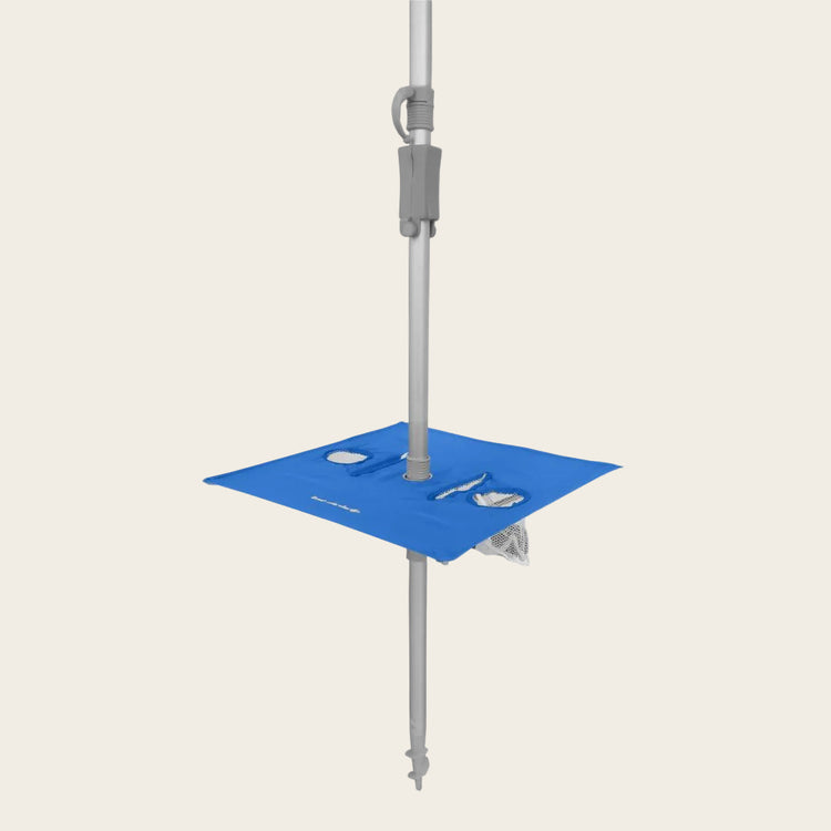 Royal Blue Sunraker Pole with built-in fold-away table and drink holders for 210cm umbrellas