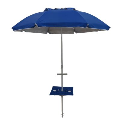 Sunraker Pole with built-in foldaway navy table for 240cm umbrella models with drink holders and phone/key holder accessory