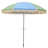 LovinSummer Retro Classic Fringe Beach Umbrella - Blue & Sage panel