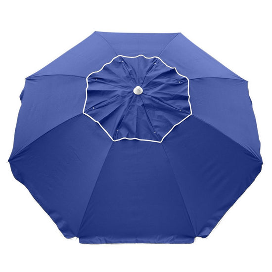 Beachcomber 210cm navy blue solid color beach umbrella with twist anchoring system