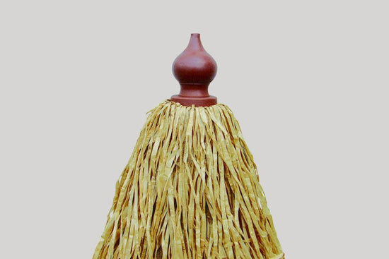 240cm raffia thatch umbrella with natural-look canopy and wind-vented top for patio shade