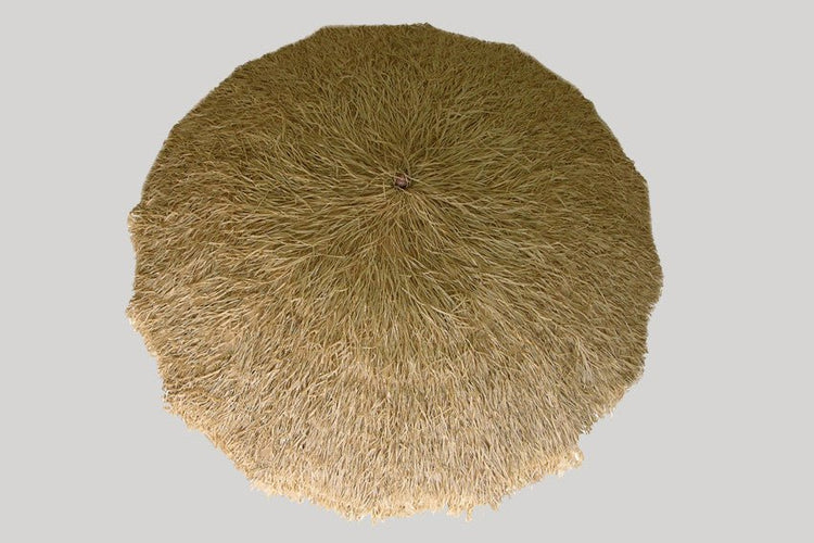 240cm natural raffia thatch shade canopy umbrella with wind-vented top and UPF 50+ sun protection