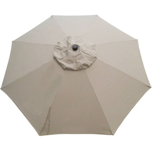 Beige Market 275cm shade umbrella with 8-rib durable poly-canvas canopy and aluminum frame for outdoor use