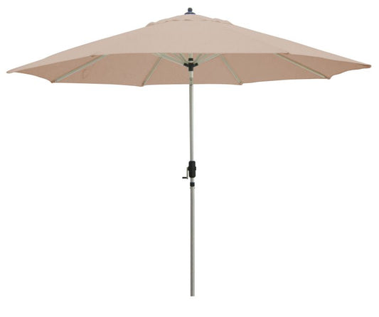 Beige Market 335cm shade umbrella with brushed aluminum frame and 8-rib canopy for backyard use