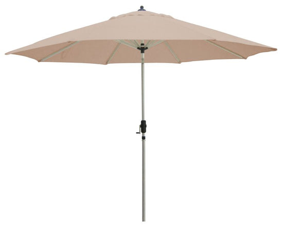 Beige Market 335cm shade umbrella with brushed aluminum frame and 8-rib canopy for backyard use