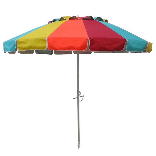 Citron Beach Umbrella 240cm colorful canopy with Quik Twist self-anchoring auger and tilt feature for sun protection