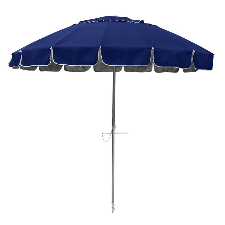 Maxibrella 240cm navy beach umbrella with tilt and self-anchoring auger