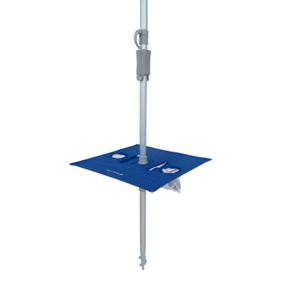 Navy Sunraker Pole with built-in foldaway table for 240cm umbrellas with drink holders and phone/key slots